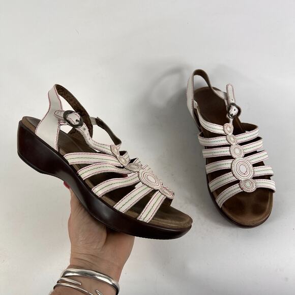 Dansko Drea fisherman us women’s size 9 white leather strappy platform sandals - Picture 1 of 11